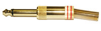6.35 MONO PLUG, GOLD PLATED, RED STRIPES