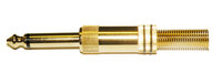 6.35 MONO PLUG, GOLD PLATED, BLACK STRIPES