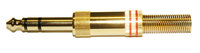 6.35 STEREO PLUG, GOLD PLATED, RED STRIPES