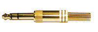 6.35 STEREO PLUG, GOLD PLATED, BLACK STRIPES