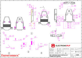 15P. METALIC D-SUB HOOD, WITH SHORT SCREWS