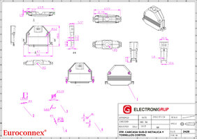 37P. METALIC D-SUB HOOD, WITH SHORT SCREWS