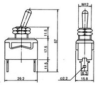 2P. TOGGLE SWITCH, (SPST) ON-OFF, 250V. 15A