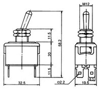 4P. TOGGLE SWITCH, (DPST) ON- OFF, 250V. 15A