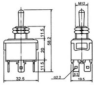 INTERRUPTOR 6P. (DPDT) ON-OFF-ON, 250V. 15A