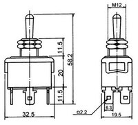 INTERRUPTOR 6P, CON RETORNO,  (ON)-OFF-(ON), 250V. 15A