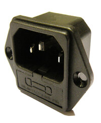 Ver informacion sobre BASE CHASIS C14 MACHO, 250V/10A, CON PORTA FUSIBLES
