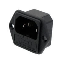 PANEL MOUNT C14 AC SOCKET W/ FUSE, 250V/10A