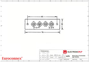 PLACA CON 4 TERMINALES, TIPO TORNILLO