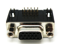 HD15P FEMALE D-SUB, P.C.B. CONNECTORS, RIGHT ANGLE