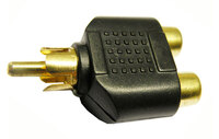 RCA MACHO - 2x RCA HEMBRA, DORADO