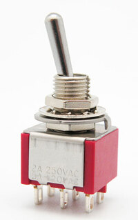 Ver informacion sobre INTERRUPTOR MINI 6P. AMB  RETORN, ON-OFF-(ON), 120V. 5A (250V. 2A)