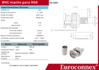 BNC Macho Crimpar para RG-6, PTFE