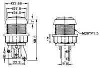 ILL.PUSH BUT. (SPDT) W/O LAMP ON-ON 12V 1A, GREEN  COLOUR