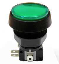 ILL.PUSH BUT. (SPDT) W/O LAMP ON-ON 12V 1A, GREEN COLOUR