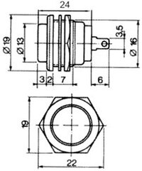 PUSHBUTTON SWITCH,OPEN TYPE, 125V. 3A, YELLOW COLOUR