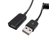 Alargador USB 2.0 tipo A, macho - hembra con cable rizado, 0.6m