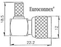 RG-58, RIGHT ANGLE, MINI UHF MALE CRIMP TYPE