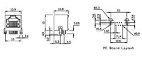 8P8C, Base PCB RJ45, Couder 90º, 50U", blindé