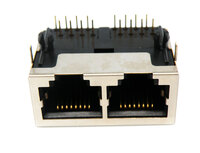 2 PORT, RJ45 8P8C, RIGHT ANGLE PCB, MODULAR JACK, FULLY SHIELDED