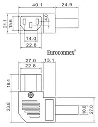 IEC C13 (Femella) connector colzat