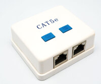 HALF-SHIELDED SURFACE MOUNT BOX, DOUBLE PORT,  WHITE, CAT.5e, RJ45, 50U"