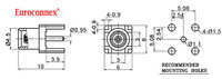 MCX HEMBRA, DORADO, PARA CIRCUITO IMPRESO