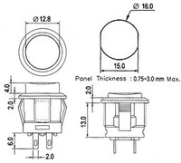 Interrupteur Lumineux ON-OFF, 4P. 12V