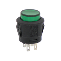 ILLUMINATED PUSHBUTTON, OPEN TYPE, 4P. 12V, Ø 15mm, GREEN COLOUR