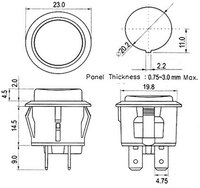 ILLUMINATED PUSHBUTTON, OPEN TYPE, 125V. 10A, 250V 6A, Ø 20mm, RED COLOUR