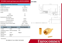 RG174 / LMR100, R/P SMA Mâle à Sertir, PTFE