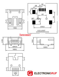 5P. MINI USB-B Femelle