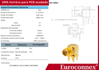 Right Angle SMA Female PCB mount, Gold Pin