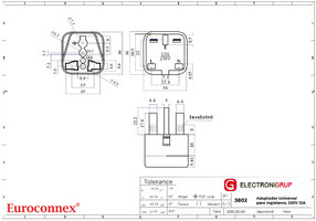 UNIVERSAL ADAPTOR FOR ENGLAND, 250V 13A, ECONOMIC