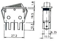 3P. ILLUMINATED ROCKER SWITCH (SPST) ON-OFF, 250V. 16A