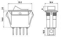 INTERRUPTOR LUMINOSO 3P. (SPST) ON-OFF,  250V. 10A, COLOR ROJO