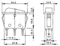 3P. ILLUMINATED ROCKER SWITCH (SPST) ON-OFF, 250V. 10A, YELLOW COLOUR