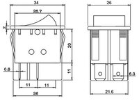 INTERRUPTOR LLUMINOS 4P. (DPST) ON-OFF,  250V. 15A, COLOR GROC