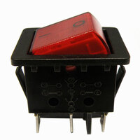 Ver informacion sobre INTERRUPTOR LUMINOSO 6P. (DPDT) ON- ON, 250V. 15A, COLOR ROJO