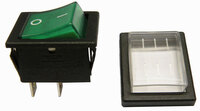 4P. ILLUMINATED ROCKED SWITCH, (DPST) ON- OFF, 250V. 6A, GREEN COLOUR