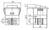 4P. ILLUMINATED ROCKED SWITCH, (DPST) ON- OFF, 250V. 10A, RED COLOUR