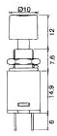 MINI PUSHBUTTON SWITCH, OPEN TYPE,  125V. 3A (250V. 1.5A), RED COLOUR