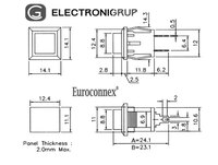 SQUARE PUSHBUTTON SWITCH,OPEN TYPE, 125V. 1A, YELLOW COLOUR