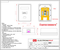 SINGLE SURFACE MOUNT BOX, WITH PC BOARD,  WHITE, Cat.6, RJ45, 50U"