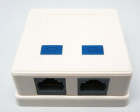 DOUBLE SURFACE MOUNT BOX, WITH PC BOAR,  WHITE, Cat.6, RJ45, 50U"