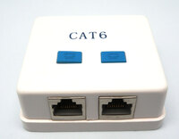 HALF-SHIELDED SURFACE MOUNT BOX, DOUBLE PORT, WHITE, Cat.6, RJ45, 50U"