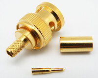 BNC Male Crimpar per RG-58, Gold plated, PTFE