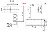 MC-CARD, RIGHT ANGLE MALE CRIMP TYPE, RG-174