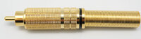 RCA PLUG, GOLD PLATED, BLACK STRIPE,  8/9mm CABLE