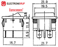 Interrupteur 4P. ON-OFF, 125V. 10A (250V.- 6A)